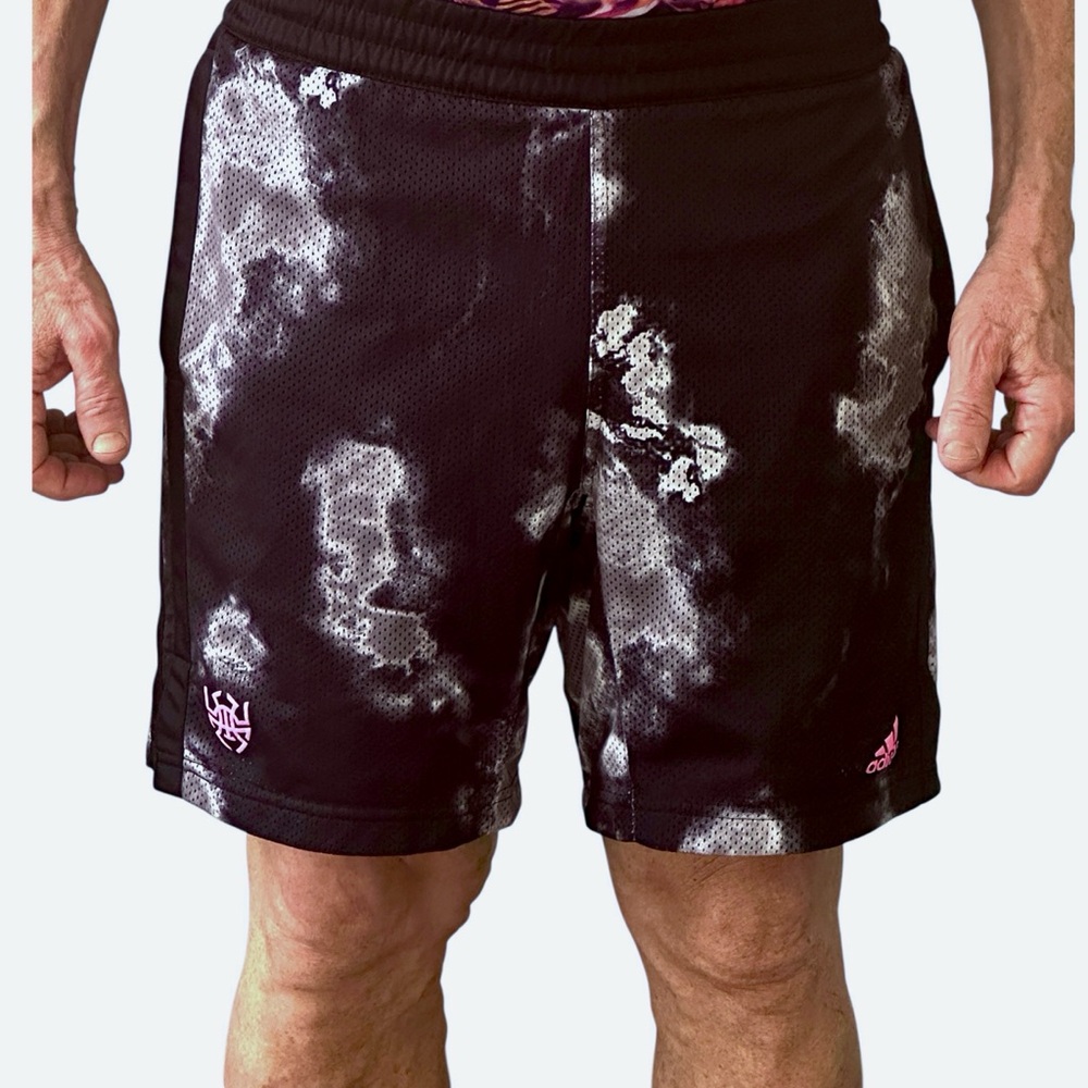 Adidas Men’s AEROREADY Basketball Shorts M Black Tie-Dye (No Drawstring)
